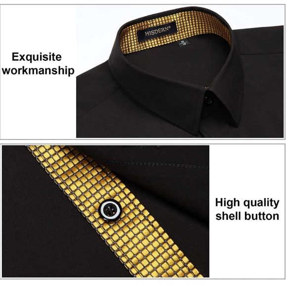 Hisdern Men's black dress shirt, size XXL, new - Picture 5 of 5